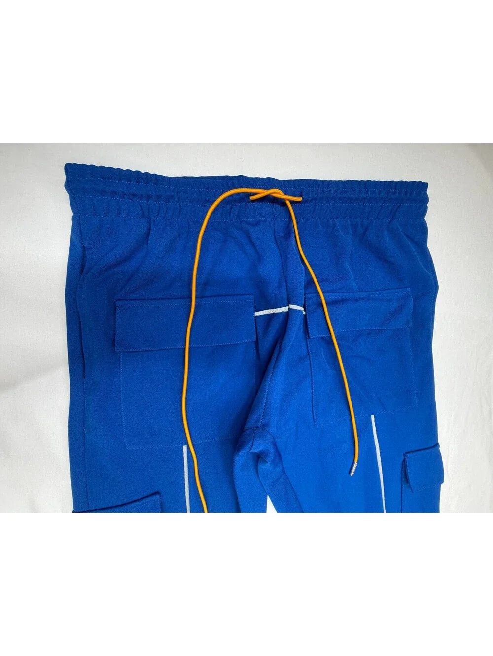EPTM Men's Pants Cargo Pocket Drawstring Flat Front Mid Rise Size 34 Blue
